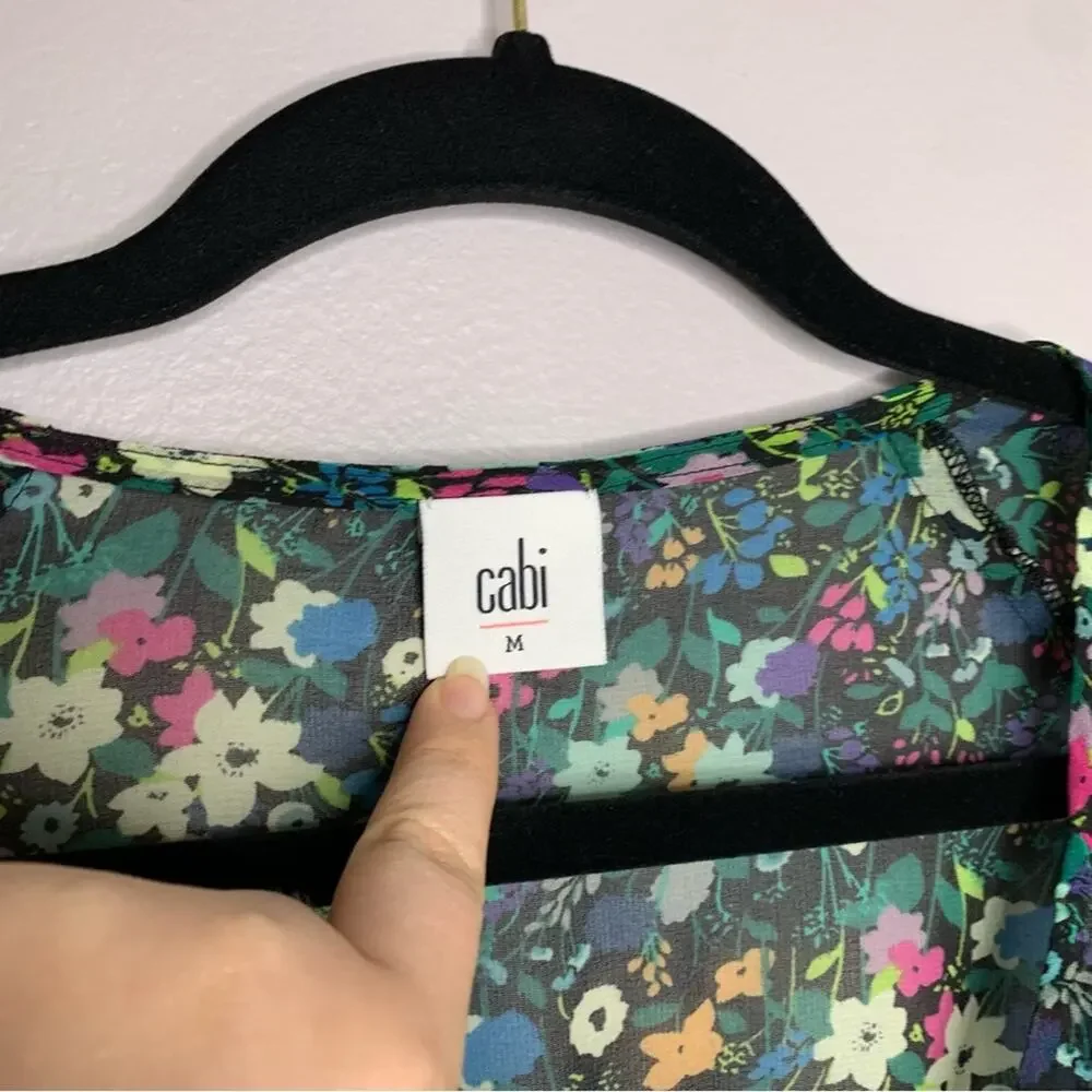 Cabi fiesta floral midi dress green with floral print women’s size medium lined